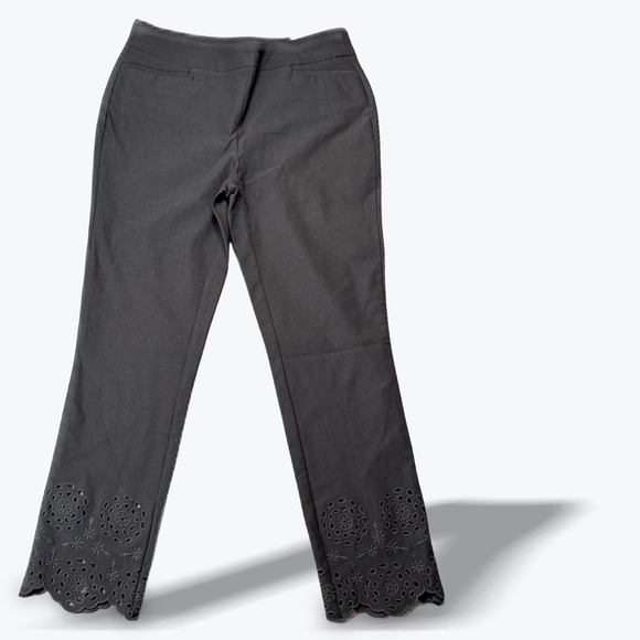 Chico's Pants - Chicos So Slimming Crop Pants Brigitte Slim Leg Eyelet Hem Size US 2 NEW
